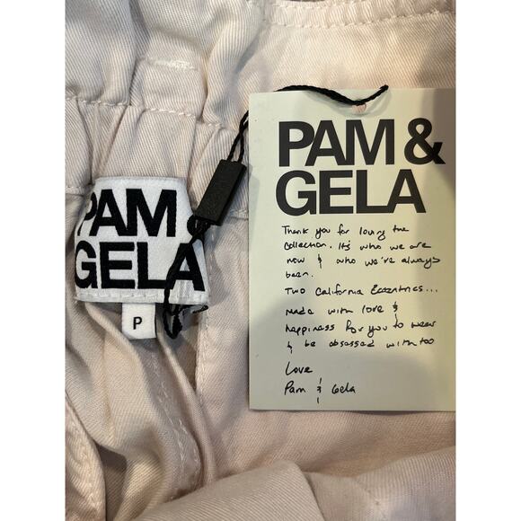 Revolve x Pam & Gela NEW Paperbag Waist Pant Jogger Wheat Color Size P Or XS - Picture 6 of 10